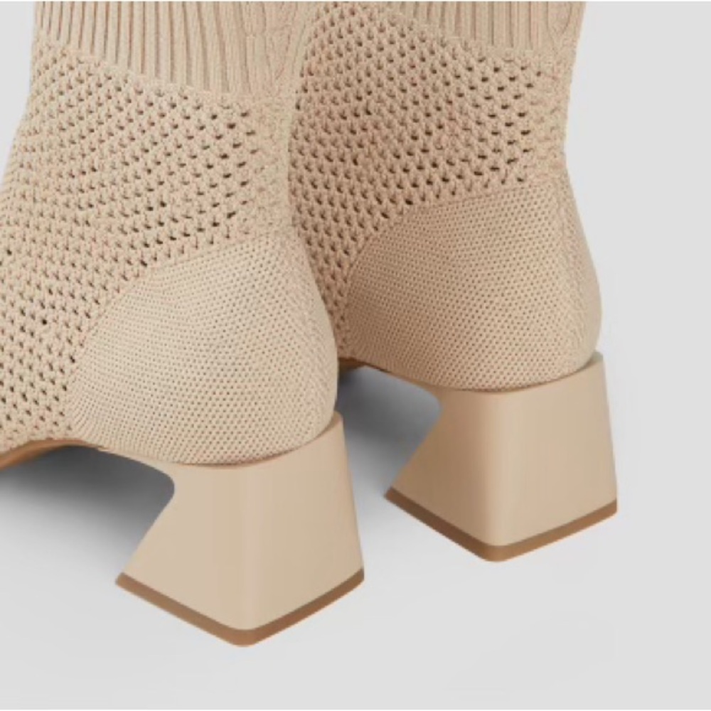 Beige Knit Ankle Boots - Picture 2 of 2
